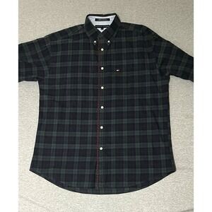 Vintage Tommy Hilfiger Men Shirt Plaid Size large Button Up